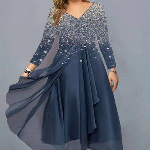 Sky Blue plus size midi dress